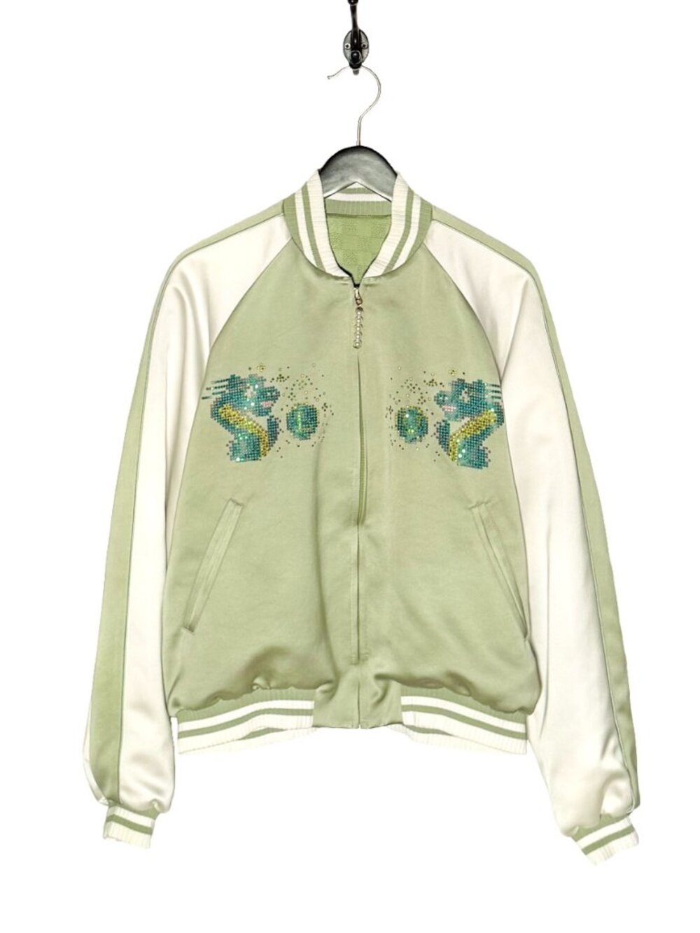 Louis Vuitton SS24 Dragon Embroidered Green Souvenir Bomber Jacket